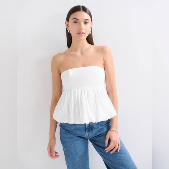 Abercrombie & Fitch Strapless Bubble Hem Top - Picture 1 of 7